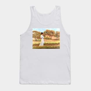 Woman girl walking in vineyard zen yoga buddhism Tank Top